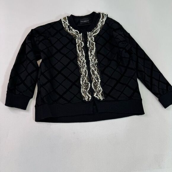 Atos Lombardini Sweater Cardigan Womens EU 38 Wool Blend Pearls Jewels Chains - Picture 1 of 8